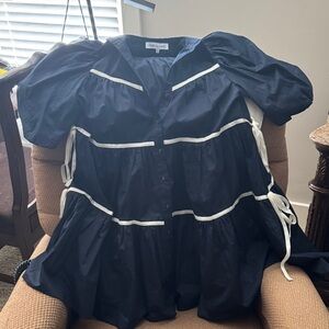 Sofie the label Navy Blue Dress with White Accents